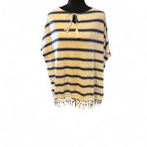 Chaps white and blue striped tassel top Size XS but runs big #tassel #striped